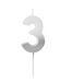 Silver Ombre Number '3' Candle | 1ct