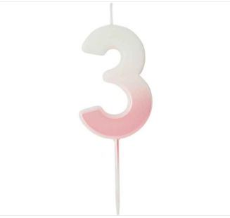 Pink Ombre Number '3' Candle | 1ct