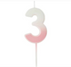 Pink Ombre Number '3' Candle | 1ct