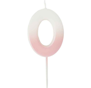 Pink Ombre Number '0' Candle | 1ct
