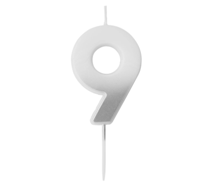 Silver Ombre Number '9' Candle | 1ct