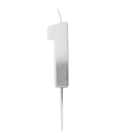 Silver Ombre Number '1' Candle | 1ct