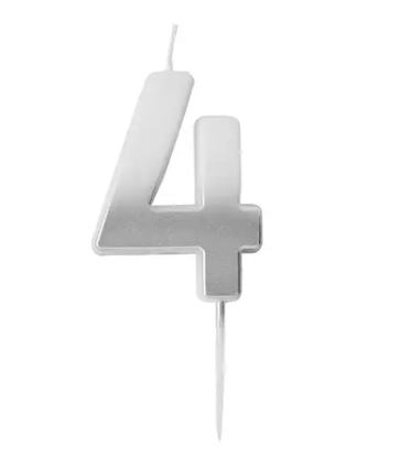 Silver Ombre Number '4' Candle | 1ct