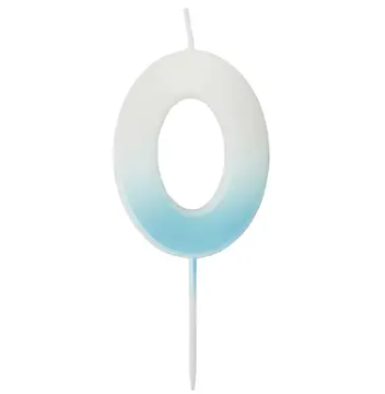 Blue Ombre Number '0' Candle | 1ct