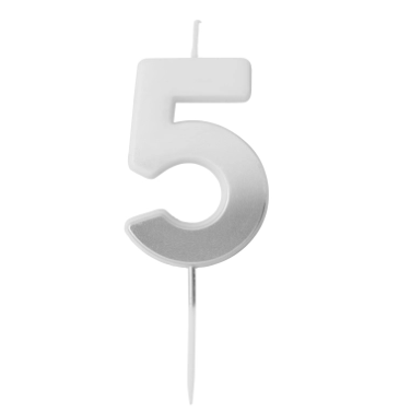 Silver Ombre Number '5' Candle | 1ct