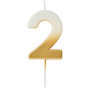 Gold Ombre Number '2' Candle | 1ct