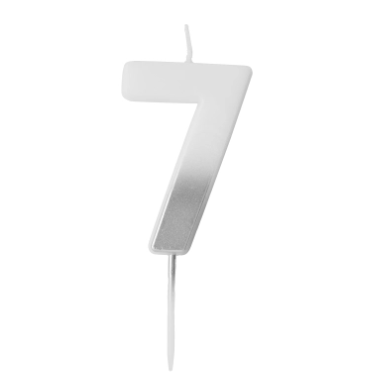 Silver Ombre Number '7' Candle | 1ct