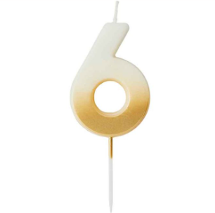 Gold Ombre Number '6' Candle | 1ct