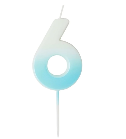 Blue Ombre Number '6' Candle | 1ct