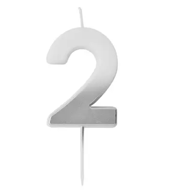 Silver Ombre Number '2' Candle | 1ct