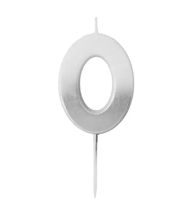 Silver Ombre Number '0' Candle | 1ct