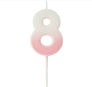 Pink Ombre Number '8' Candle | 1ct