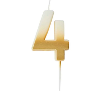 Gold Ombre Number '4' Candle | 1ct
