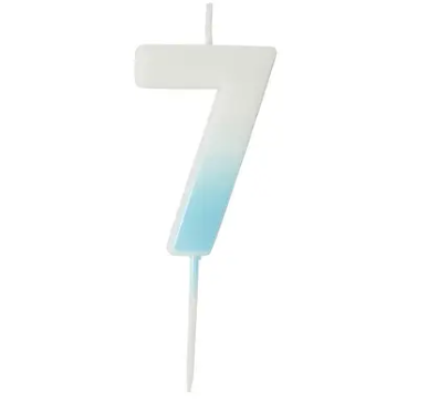 Blue Ombre Number '7' Candle | 1ct
