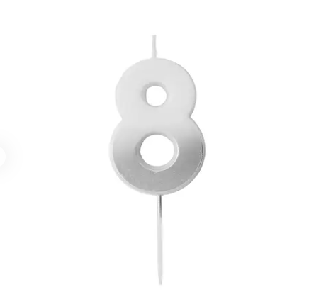 Silver Ombre Number '8' Candle | 1ct