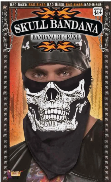 Black Skull Face Bandana | 1ct