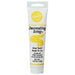 Tube of lemon yellow decorating icing with white packaging, yellow swirl design, and black text indicating ready-to-use formula for cake and cookie decorating.