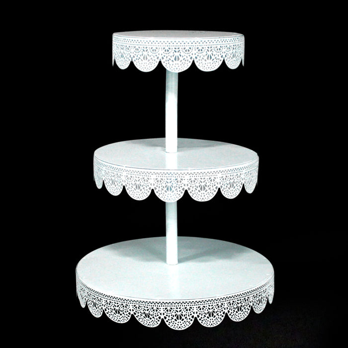 Product photo of Round Eyelet Treat Metal 3 Tier Stand — a Portofino party product shown on a plain background.