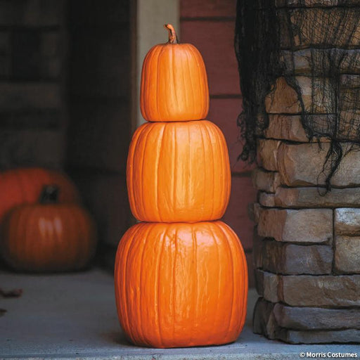 22 3/4" Stacked Orange Plastic Pumpkins Halloween Decoration | 1ct