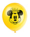 Yellow 12-inch Mickey Mouse latex balloon with black Mickey face artwork 