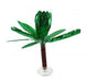 Green decorative palm tree with long pointed leaves and a brown trunk, displayed in a clear plastic base.