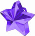 Purple metallic star-shaped balloon weight with a shiny finish and handle loop on top.