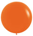 Single inflated 24-inch orange latex balloon