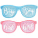 Gender Reveal Multipack Glasses featuring pink It’s a Girl and blue It’s a Boy plastic glasses with dotted lenses.
