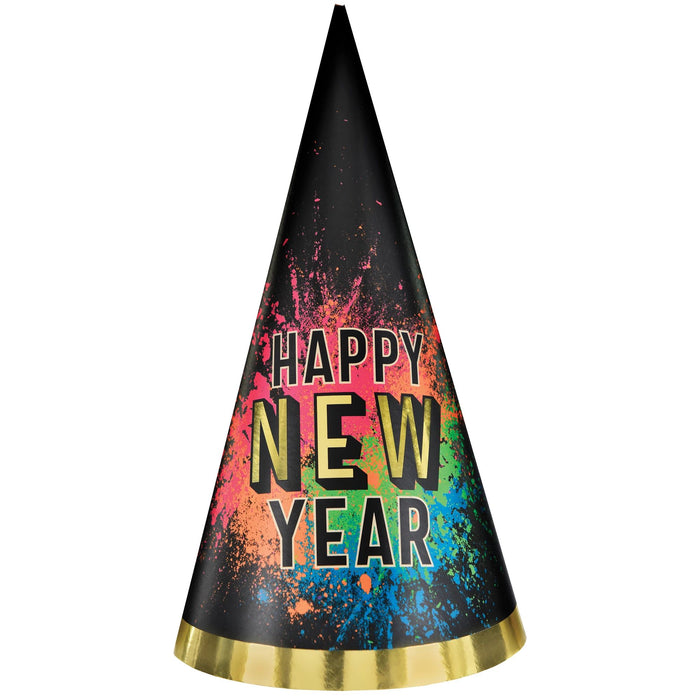 New Year's Countdown Glow Happy New Year Cone Hat 9" | 1ct