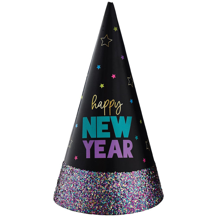 A 9 inch New Year's Starlight Glitter Dipped Cone Hat