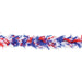 A 72-inch long red white and blue patritotic feather boa.