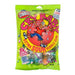 Bright green bag of Cry Baby Extra Sour bubble gum featuring red and yellow cartoon graphics of a crying character, with purple and blue wrapped candies visible through the clear window.