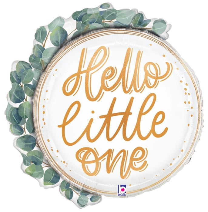 Hello Little One Eucalyptus Wreath SuperShape Mylar Balloon