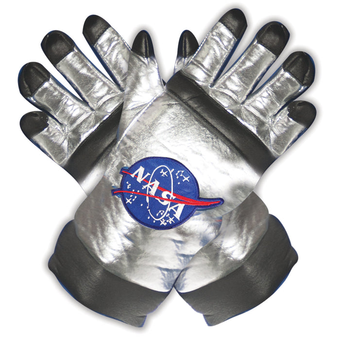 Product photo of the Silver Gloves Astronaut Child, shown against a plain background — a costume accessory for Halloween and dress-up.