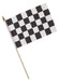 Black and white checkered flag with a wooden pole and brass tip, measuring 8 by 12 inches.