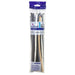 Pack of 50 long latex balloons in neutral colors including black, gray, white, and tan, sealed in clear plastic packaging with purple header label.