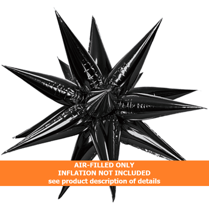 26in Black Starburst Magic Star Air Filled Balloon | 1ct - Party Supplies