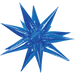 Bright blue inflatable starburst balloon with multiple pointed rays extending outward in a symmetrical pattern against a white background.
