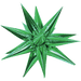 Bright green metallic starburst balloon with multiple pointed rays radiating outward in a symmetrical star pattern.