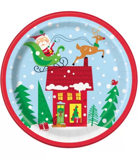 Christmas Colorful Santa Paper Plates 9" | 8 ct