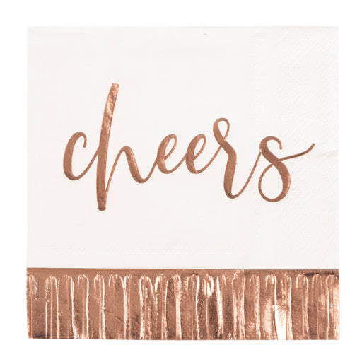 Pink Blooms Fringe Foil Beverage Napkins | 16ct