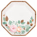 9in Shaped Plate Octagon Pink Blooms - Party Supplies