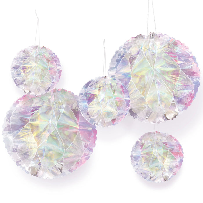 Luminous Honeycomb Ball Hanging Decorations 5" & 9" | 5 ct