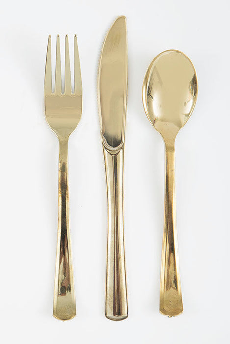 18ct Gold Cutlery Assorted - Party Supplies