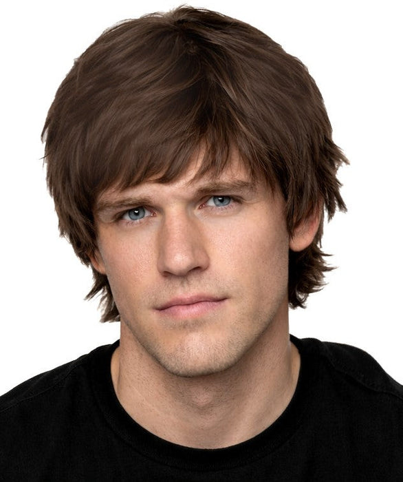 Product photo of the Brown Wig Men's, shown against a plain background — a costume accessory for Halloween and dress-up.