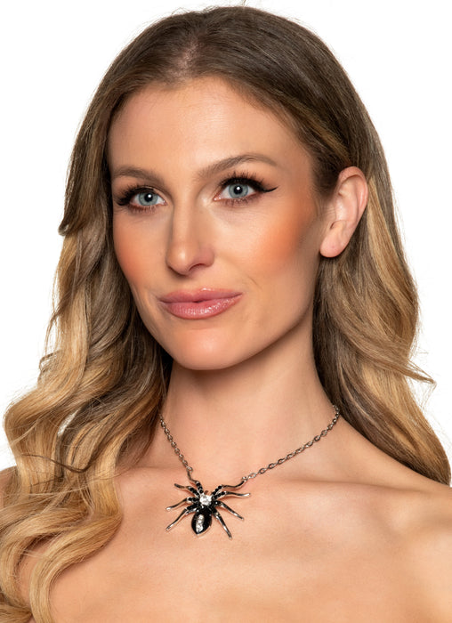 Product photo of the Diamond Spider Necklace, shown against a plain background — a costume accessory for Halloween and dress-up.