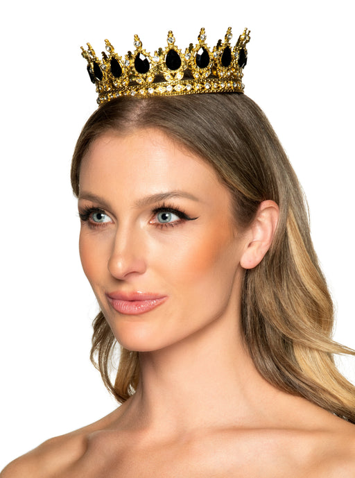 Gold Queen Crown Black Jewels | 1ct