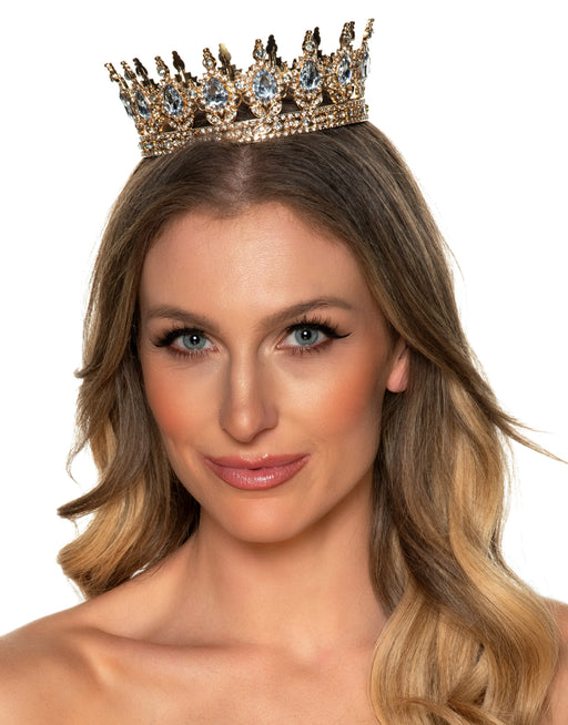 Gold Queen Crown W/ Silver Jewels | 1ct