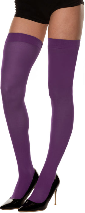 Product photo of the Purple Thigh High Stockings, shown against a plain background — a costume accessory for Halloween and dress-up.