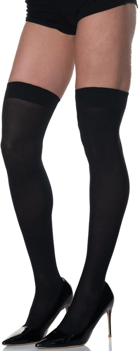 Product photo of the Black Thigh High Stockings, shown against a plain background — a costume accessory for Halloween and dress-up.